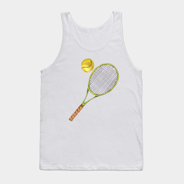 Tennis racket with tennis ball. color pencil Tank Top by lisenok